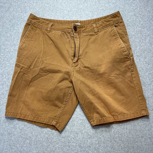 Katin Shorts Mens 33 Brown Chino Flat Front Casual Beach 8 Inseam Cotton (Tag 34 - Picture 1 of 9